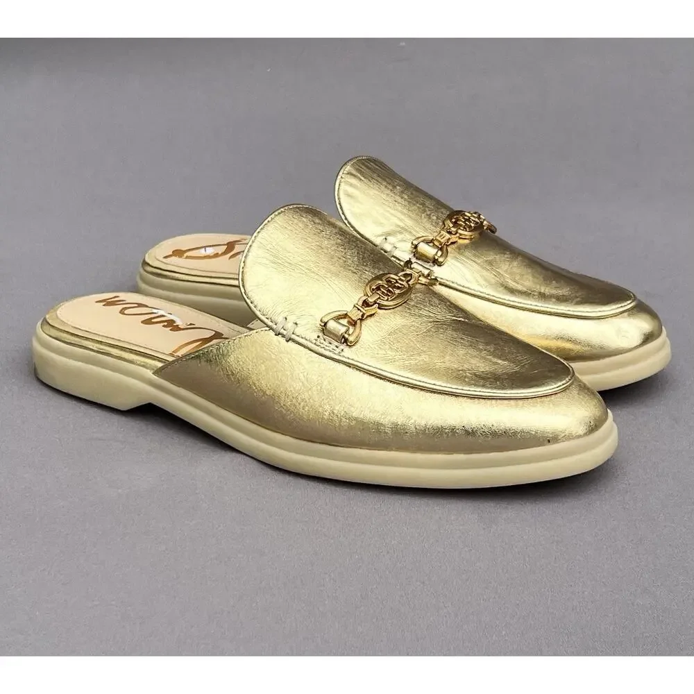 SAM EDELMAN Kira Mule Leather upper Women’s Shoes Amber Gold 8.5 US Size - Picture 2 of 13